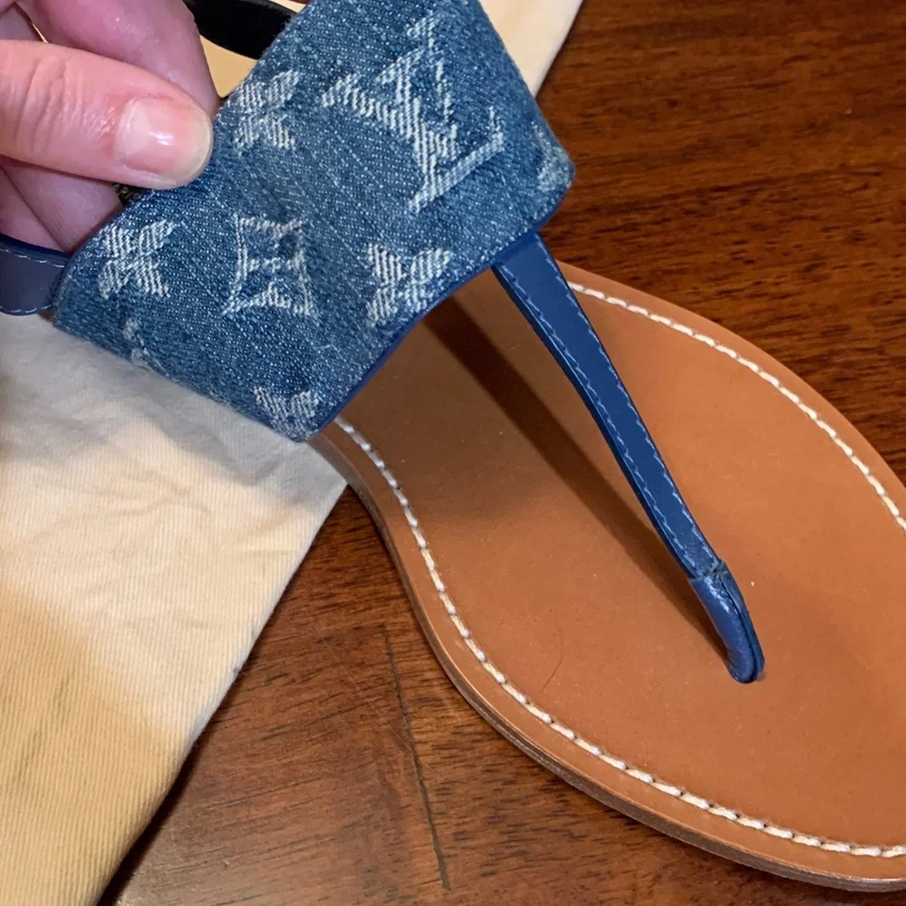 Rare brand new authentic denim collection Louis Vuitton sandals size 37 ( US 7) - Picture 12 of 17